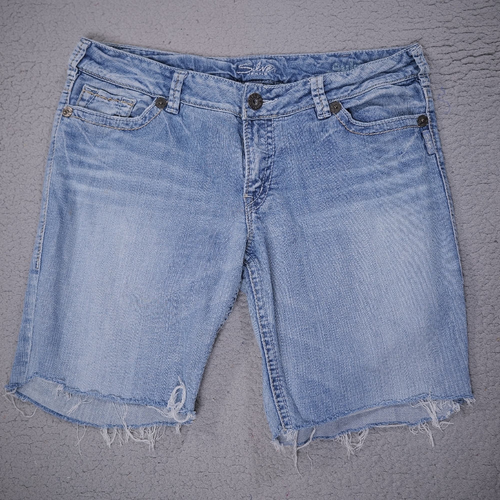 SILVER Jeans Suki Shorts Womens 36 Cut Off Denim Pockets Belt Loops Blue